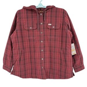 Ariat Rebar Womens Flannel Hoodie Shirt Jacket XXL Rosewood Plaid Full Lined NWT
